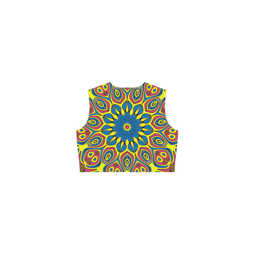 Yellow Flower Mandala Eos Women's Sleeveless Dress (Model D01)