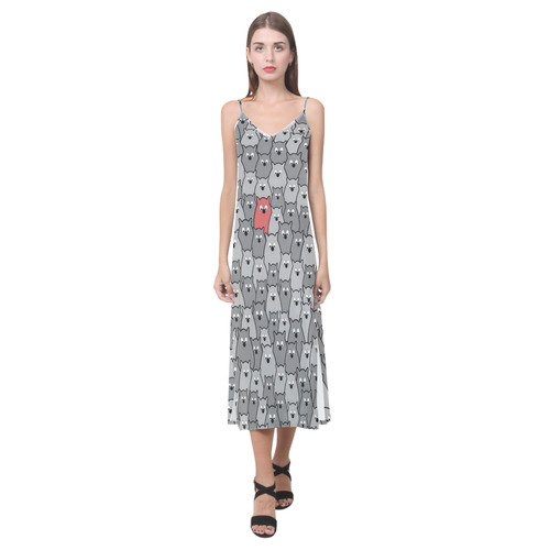 Stand Out From the Crowd V-Neck Open Fork Long Dress(Model D18)