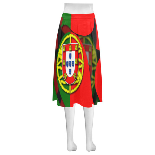 The Flag of Portugal Mnemosyne Women's Crepe Skirt (Model D16)