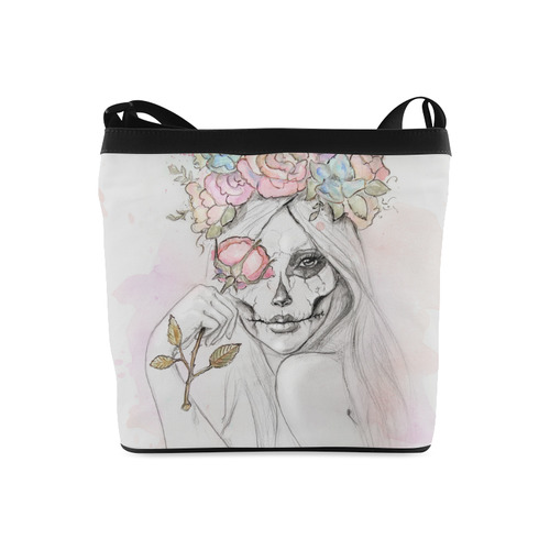 Boho Queen, skull girl, watercolor woman Crossbody Bags (Model 1613)