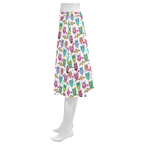 happy owls Mnemosyne Women's Crepe Skirt (Model D16)