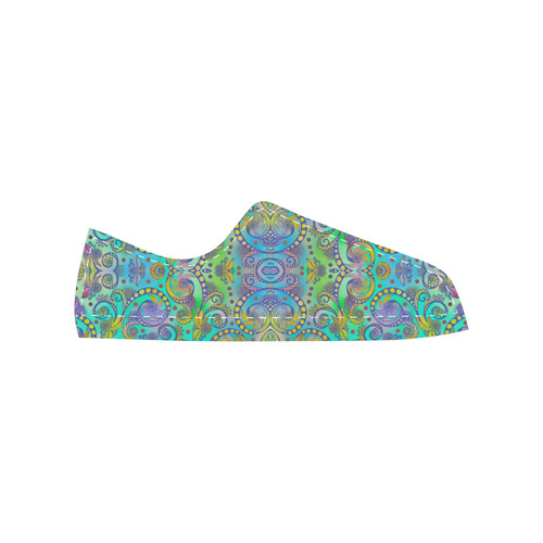 Oriental Flowers Spirals Ornaments Soft Colored Women's Classic Canvas Shoes (Model 018)
