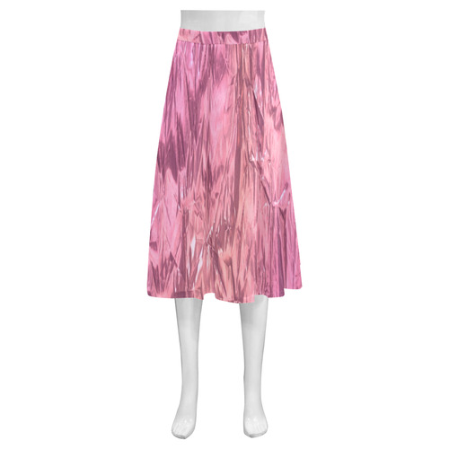 crumpled foil pink Mnemosyne Women's Crepe Skirt (Model D16)