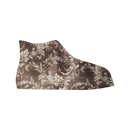 Grunge vintage floral pattern in dark brown Aquila High Top Microfiber Leather Women's Shoes (Model 032)