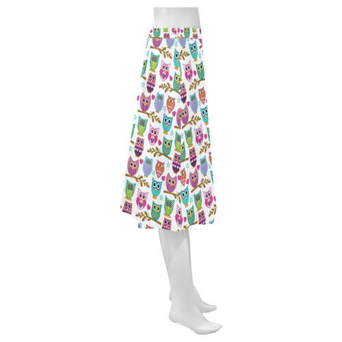 happy owls Mnemosyne Women's Crepe Skirt (Model D16)