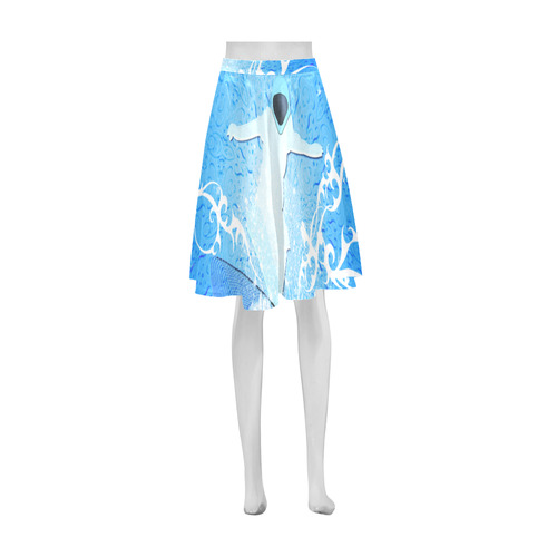 Snowboarder with snowflakes Athena Women's Short Skirt (Model D15)