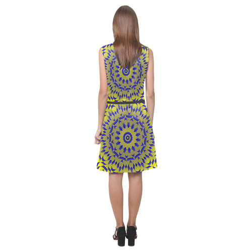 Yellow Blue Gold Mandala Eos Women's Sleeveless Dress (Model D01)