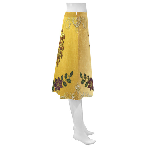 Reindeer in golden colors Mnemosyne Women's Crepe Skirt (Model D16)