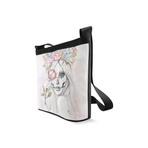 Boho Queen, skull girl, watercolor woman Crossbody Bags (Model 1613)