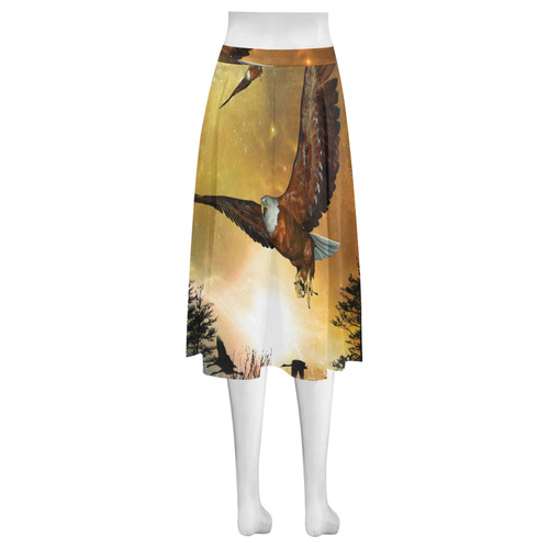 Awesome flying eagle Mnemosyne Women's Crepe Skirt (Model D16)