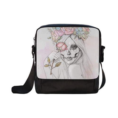 Boho Queen, skull girl, watercolor woman Crossbody Nylon Bags (Model 1633)