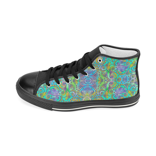 Oriental Flowers Spirals Ornaments Soft Colored Women's Classic High Top Canvas Shoes (Model 017)