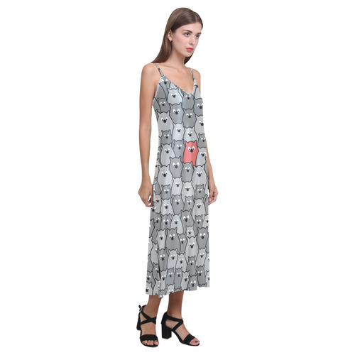 Stand Out From the Crowd V-Neck Open Fork Long Dress(Model D18)