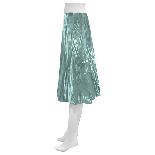 crumpled foil teal Mnemosyne Women's Crepe Skirt (Model D16)