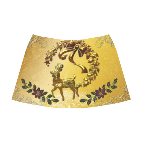 Reindeer in golden colors Mnemosyne Women's Crepe Skirt (Model D16)