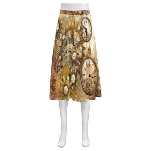 steampunk Mnemosyne Women's Crepe Skirt (Model D16)