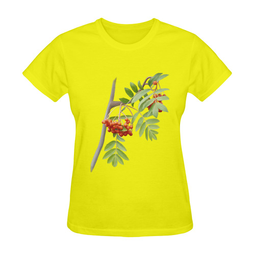 Rowan tree watercolor Sunny Women's T-shirt (Model T05)