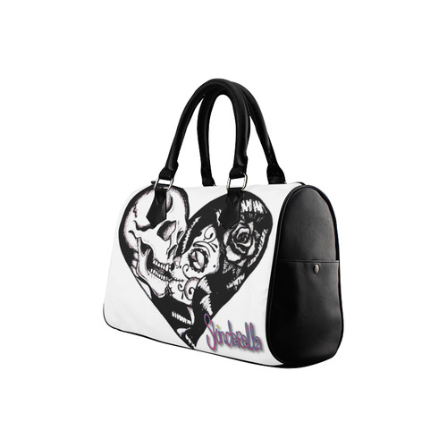 "Skull Heart Kiss" by SKinderella Boston Handbag (Model 1621)