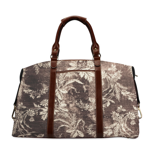 Grunge vintage floral pattern in dark brown Classic Travel Bag (Model 1643) Remake