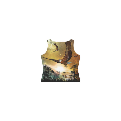 Awesome flying eagle Sleeveless Splicing Shift Dress(Model D17)