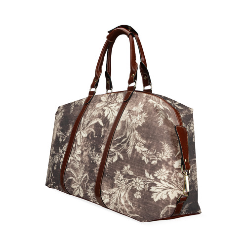 Grunge vintage floral pattern in dark brown Classic Travel Bag (Model 1643) Remake