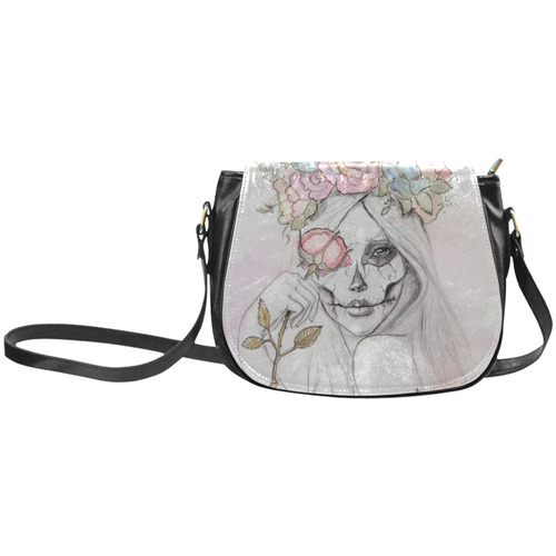 Boho Queen, skull girl, watercolor woman Classic Saddle Bag/Large (Model 1648)