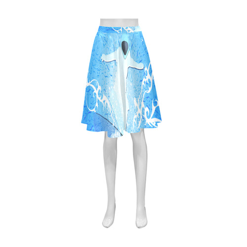 Snowboarder with snowflakes Athena Women's Short Skirt (Model D15)