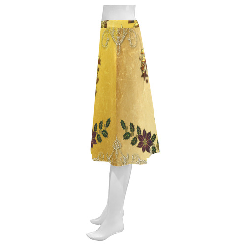 Reindeer in golden colors Mnemosyne Women's Crepe Skirt (Model D16)