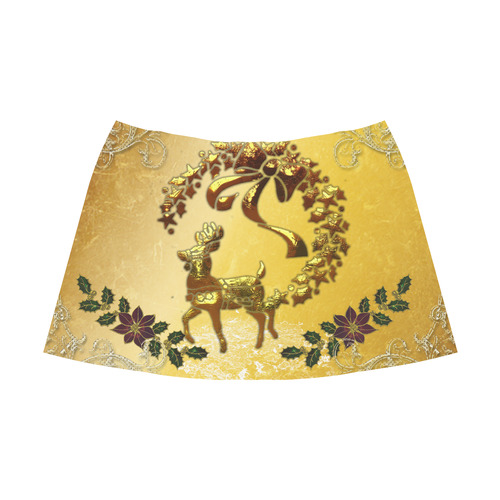 Reindeer in golden colors Mnemosyne Women's Crepe Skirt (Model D16)
