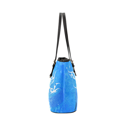 Snowboarder with snowflakes Leather Tote Bag/Small (Model 1651)