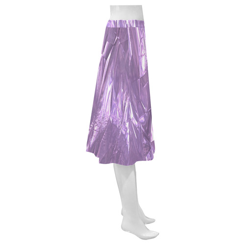 crumpled foil lilac Mnemosyne Women's Crepe Skirt (Model D16)