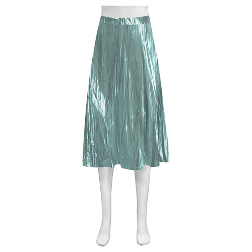 crumpled foil teal Mnemosyne Women's Crepe Skirt (Model D16)