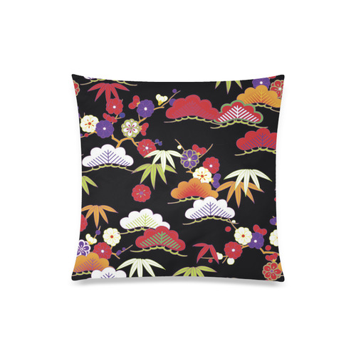 Winter Floral Vintage Japanese Kimono Custom Zippered Pillow Case 20"x20"(One Side)