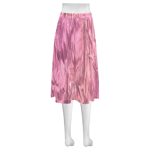 crumpled foil pink Mnemosyne Women's Crepe Skirt (Model D16)