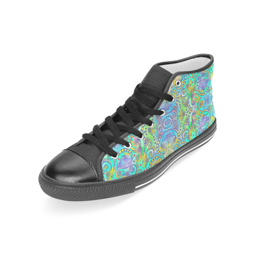Oriental Flowers Spirals Ornaments Soft Colored Women's Classic High Top Canvas Shoes (Model 017)