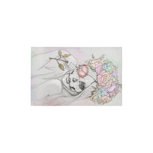 Boho Queen, skull girl, watercolor woman Area Rug 2'7"x 1'8‘’