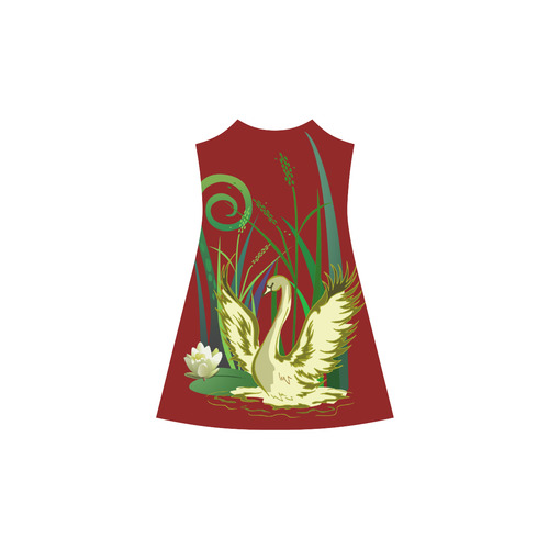 Lovely Swans  & Flower Lily in a Pond Alcestis Slip Dress (Model D05)
