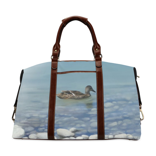 Swimming Duck, watercolor Classic Travel Bag (Model 1643) Remake