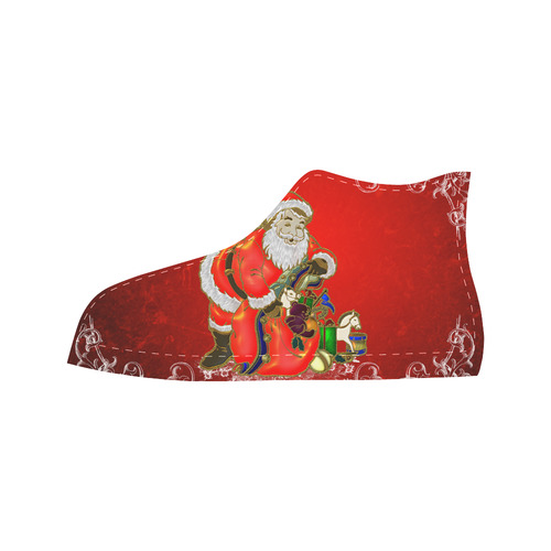 Cute toon Santa claus Aquila High Top Microfiber Leather Women's Shoes (Model 032)