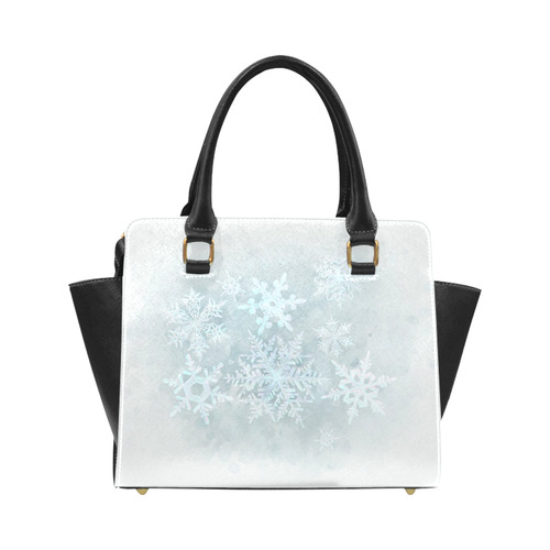 Snowflakes White and blue Classic Shoulder Handbag (Model 1653)