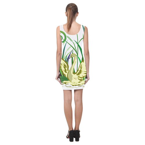 Lovely Swan  & Flower Lily in a Pond Medea Vest Dress (Model D06)