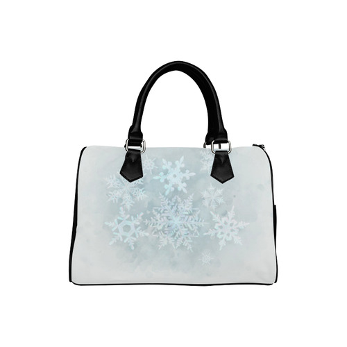 Snowflakes White and blue Boston Handbag (Model 1621)