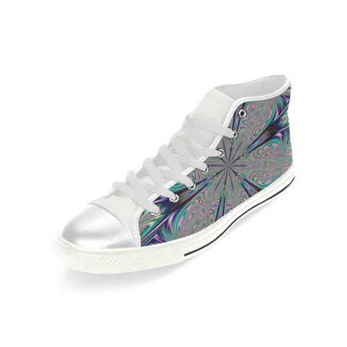 Fractal Kaleidoscope Mandala Flower Abstract 33 High Top Canvas Women's Shoes/Large Size (Model 017)