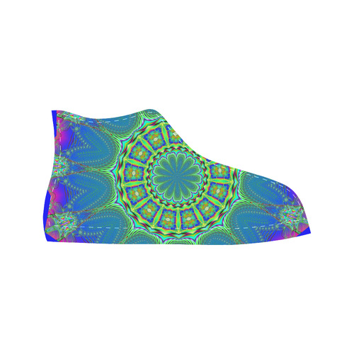 Fractal Kaleidoscope Mandala Flower Abstract 29 Aquila High Top Microfiber Leather Women's Shoes (Model 032)