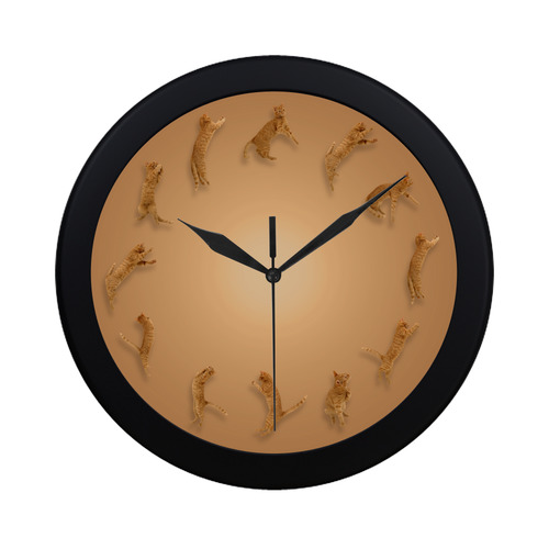 Novelty Jumping Cats Wall Clock Circular Plastic Wall clock