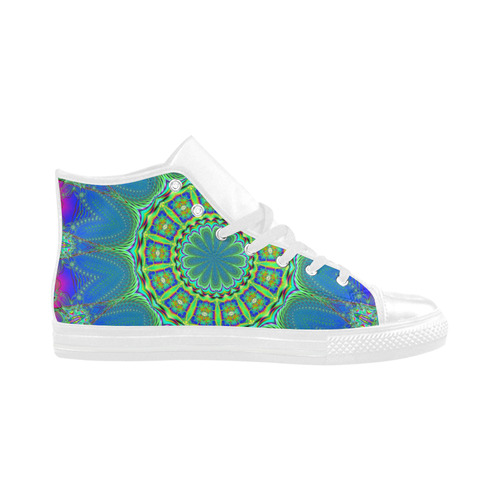 Fractal Kaleidoscope Mandala Flower Abstract 29 Aquila High Top Microfiber Leather Women's Shoes (Model 032)