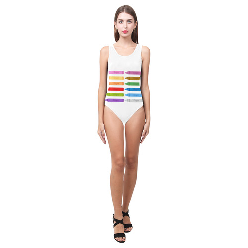 New! Designers fashion with hand-drawn Art Pastel. New in shop 2016 Collection Vest One Piece Swimsuit (Model S04)