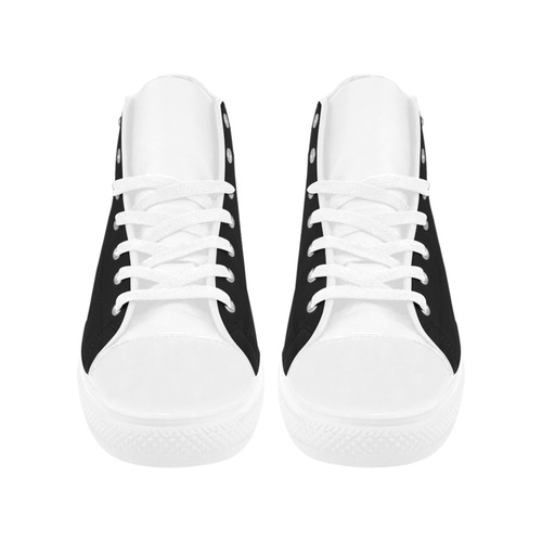 New in shop. Original vintage designers shoes : Black and white Aquila High Top Microfiber Leather Women's Shoes (Model 032)