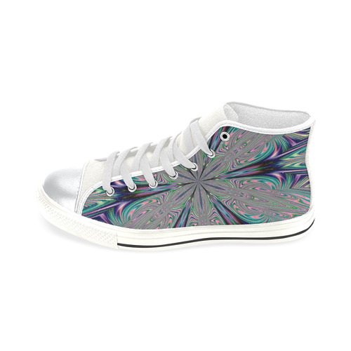 Fractal Kaleidoscope Mandala Flower Abstract 33 High Top Canvas Women's Shoes/Large Size (Model 017)