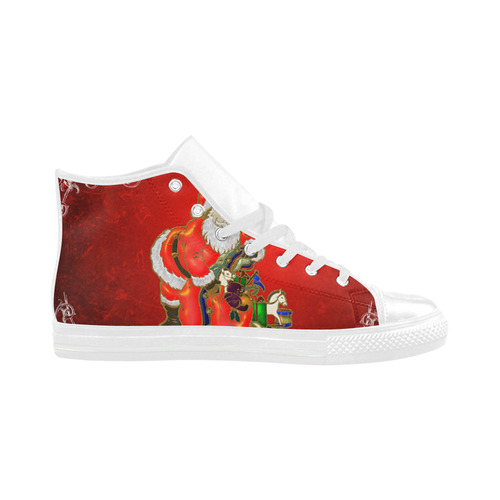 Cute toon Santa claus Aquila High Top Microfiber Leather Women's Shoes (Model 032)